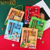 6Pcs/set Christmas Series Kids Stationery Students Ruler Pencil Eraser Pencil Sharpener Notepad Kit School Rewards Supplies