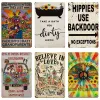 Stay Trippy Little Hippie Vintage Metal Sign, Stay Positive Wall Art, Home, Garden, Club, Halloween Decor, Gift, 30x20cm