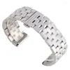 Bands de montre Bracelet en acier inoxydable en argent 24/26 mm Men de liaison solide Bouton Bouton Déployer Boucle Bandon STRAP LURXE remplacement