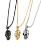 Modepunk goth rostfritt stål halsbandskalle huvudhänge för män tillbehör gotiska smycken med 3mm chain6878677