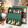 Caops Scoops Christmas Set Cartoon Mignon en acier inoxydable Santa Claus Dessert Forks Gifts For Kids Gift Box