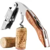 FLYMUYU Professional Waiters Corkscrew,Wine Key with Ergonomic Wood Grip, Beer Bottle Opener, and Foil Cutter for Wine Lovers