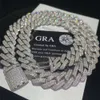 2024 stock vereiste VVS Moissanit Kubanisches Armband 925 Silber Bling Moissanit Diamant Kubaner Link Kette Hip Hop Männer Schmuck Halskette