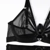 Women Lingerie Sexy Hollow Out Mesh Bra With Chain See Through Luxury Underwear Thong 3-Piece Whuta Sensual Outfits Exotic Sets