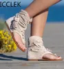 Sandali retrò da donna gladiatore signore clip di punta stivali vintage nappe casual roma modella estate scarpe femminile femminile