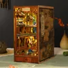 NEW DIY Wooden Book Nook Shelf Insert Miniature Building Kits Bookshelf Chinese Ancient Town Bookends Handmade Crafts Gifts