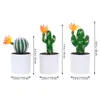 Flores decorativas 3 PCs Cacto artificial Figuras Mini ornamentos