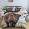 Nature Grassland iaque Bedding Set Gado Animal Animado Capas de colcha King Queen Size Size Conjunto de capa de edredão com fronha para crianças