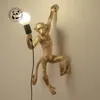 Nordic Resin Monkey Wall Lamp LED Children's Room Bar Restaurant Corridor Decor Light Fixture Animal Rope Monkey Pendant Lamp