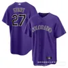 Montanhas rochosas de camisas de beisebol Blackmon#-19 Bryantwxw23 Jersey de jogador branco roxo