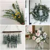 Flores decorativas de 12 sistemas /lote 40-45cm Hojas de eucalipto planta seca fresca preservada para la fiesta de bodas Ramas secas