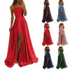 Casual Dresses Womens Fall Formal Dress Women's Solid Color Evening Sexig Back Hollowed Out Chiffon Front Off The Shoulder Maxi