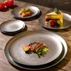 Plates 304 Stainless Steel Vintage Dessert Plate Industrial Style Small Disc Shallow Flat American Dining Steak Cake Bowl