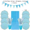 Blue Disposable Table Voline Ensemble Papier Plaque en papier Couvrette en plastique Fille First Birthday Party Decorations Baby Shower Baby Shower