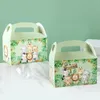 Present Wrap 4st Jungle Animal Candy Boxes Safari Födelsedag Kids Packaging Box Wild One Baby Shower Supplies Väskor