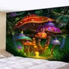Psychedelic mantar 3d baskı goblen hippi fantezi renkli sanat goblen mandala bohemian aile yurt duvar dekorasyonu