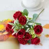 Decorative Flowers All-weather Artificial Flower Elegant Rose Branch For Wedding Party Decor Realistic Reusable Bridal Bouquet