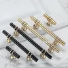 Botões de porta de cozinha luxuosos hardware de armário simples t reto do armário simples lida com mobiliário preto e dourado