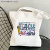 Boodschappentassen dames shopper tas kansen fouten bedrukt kawaii harajuku canvas meisje handtas bakschouder dame