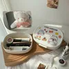 Miroir de maquillage pour fille pliante inscrite avec boîte de rangement Kawaii Dormitory Desktop Home Small Rangement