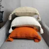 Battaniyeler 1 adet düz renkli örme battaniye püskül ev yatak dekorasyon kanepe şal şekerleme Battaniye seyahat taşınabilir battaniye