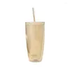 Tumblers 750 мл двухслойного пластиковой соломенной чашки с крышкой многоразовой кофейной кружки молока чайный сок портативное путешествие для девочек