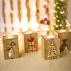 Lámpara de mesa de velas de velas de madera de Navidad para decoraciones de luz de té