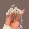 Wysokiej klasy Pearl Butterfly Bell Orchid frędzle klip z tyłu głowy średniej wielkości pół-tie klip do włosów Mori Fairy Hair Akcesoria
