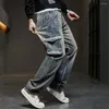 Mäns jeans 42 44 Plus Size Män denim byxor baggy vintage last Löst mode kausala byxor manliga stora botten