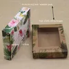 Caixa de doces de padrão de flor de 10pc com janela DIY Obrigado Marcling Wedle no casamento Caixa de pacote de presentes de Natal