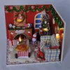 Regalos de Navidad Diy Madera de madera Casa Dollhouse Mandeo de nieve en miniatura Manilla de nieve reunida con juguetes de muebles para amigos