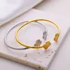 Joyas de Acero inoxidable para mujer rostfritt stål inspirerat guld fyra blad klöver modesmycken armband armband