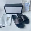 Designer glider män kvinnor tofflor lyxiga sandaler märke sandaler äkta läder flip flop lägenheter skjutas casual skor 36-45