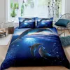 Dolphin Däcke Cover Set Cute Kawaii Wild Animals King Queen Full Size Polyester Bedding Set For Kids Boys Girls Comporter Cover