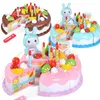 Simulação de brinquedo infantil Modelo de bolo de aniversário diy cozinha finge brincar de corte de frutas para crianças adolescentes 240407