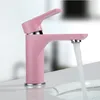 Pink Love Color Bathroom Sink Faucet hot and cold Crane Brass Basin Faucet White or black Sink Faucet Single Handle water tap