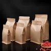 Stobag 50pcs Kraft Paper Food Packaging Sacs Ziplock Socks Scelled for Candy Tea Nuts Rangement Rangement Réutilisable Zip Lock Pouche