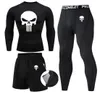 Compression MMA Rashguard Men S Jiu Jitsu T-shirt Pants muay thai short Rash Gard Skull gymn