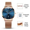 Femme Watch Brand Luxury Femmes Rose Gold en acier inoxydable Montres Auto Date Auto