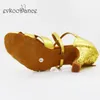 Sapatos de dança Evkoodance Golden Pu com Glitter 8cm Salto Tamanho da altura dos EUA 4-12 Zapatos de Baile Profissional Evkoo-573