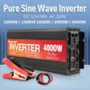 1000W-4000W Pure Sine Wave Inverter DC 12V 24V till AC 220V 50Hz 60Hz spänningstransformatorvandlare Solar utanför nätet kraftinverterare