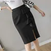 Seksowna spódnica ponadwymiarowa czarna talia Kobiety 2023 Fashion Ruffles Bodycon y Spódnica Elegancka koreańska ubrania biuro ołówka L410