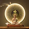 Sakyamuni Buddha Statue Tathagata Buddha Figur Große Buddha Statue Keramik Lampe Kreis Wohnzimmer für Weihrauch Veranda Wohnkultur