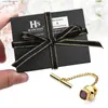 Tie Clips HAWSON Mens Crystal Tie Tack with Chain Gold Tie Clip Party Accessories for Men Y240411