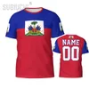 Niestandardowy numer nazwiska Haiti Flag Emblem 3D T-shirts Ubrania dla mężczyzn Kobiet koszulka piłkarska fani piłki nożnej