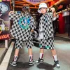 Vêtements hip hop filles garçons d'été Nouveau revers à imprimé vestes à plaid