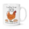 Tasses poulet ocd - drôle d'animal animal animal de compagnie obsessionnel trouble tasse de café