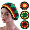 Berets Winter Knitted Beret Cap For Mens Women Jamaican Rasta Knit Beanie Hat Multi-colour Leaves Hip Hop Fashion Haircover