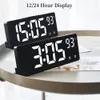 1pc Controle de voz Espelho de espelho Clock Digital Temperature Dual Alarme Snooze Table Table Clock Night Modo 12/24H LED relógio de relógio