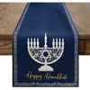 Hanukkah Linen Table Runners Chanukah ebreo Menorah Holiday Dining Table Table Decor per arredamento per esterni interni Runner